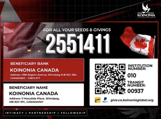 Ministry Account Details from Canada