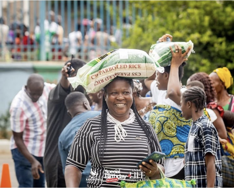 Distributing Rice to families