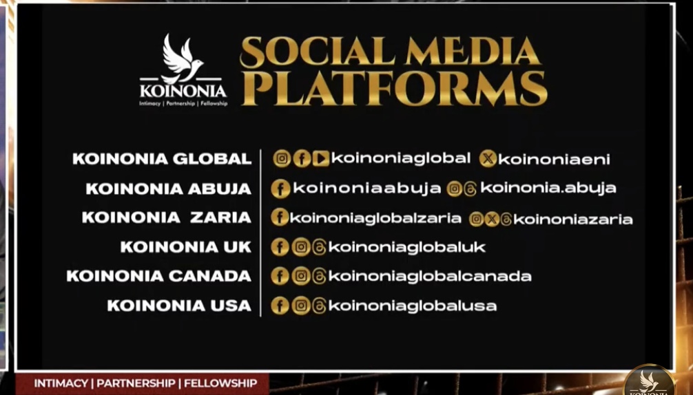 Koinonia social media links