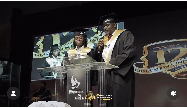 Students giving address